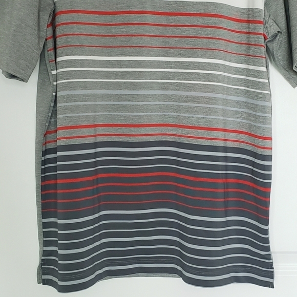 Nike Golf Dri-Fit Striped Short Sleeve Polo Shirt Gray Red M - Picture 3 of 8